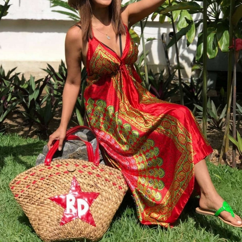 Red Satin Like Handkerchief Asymmetrical Dress